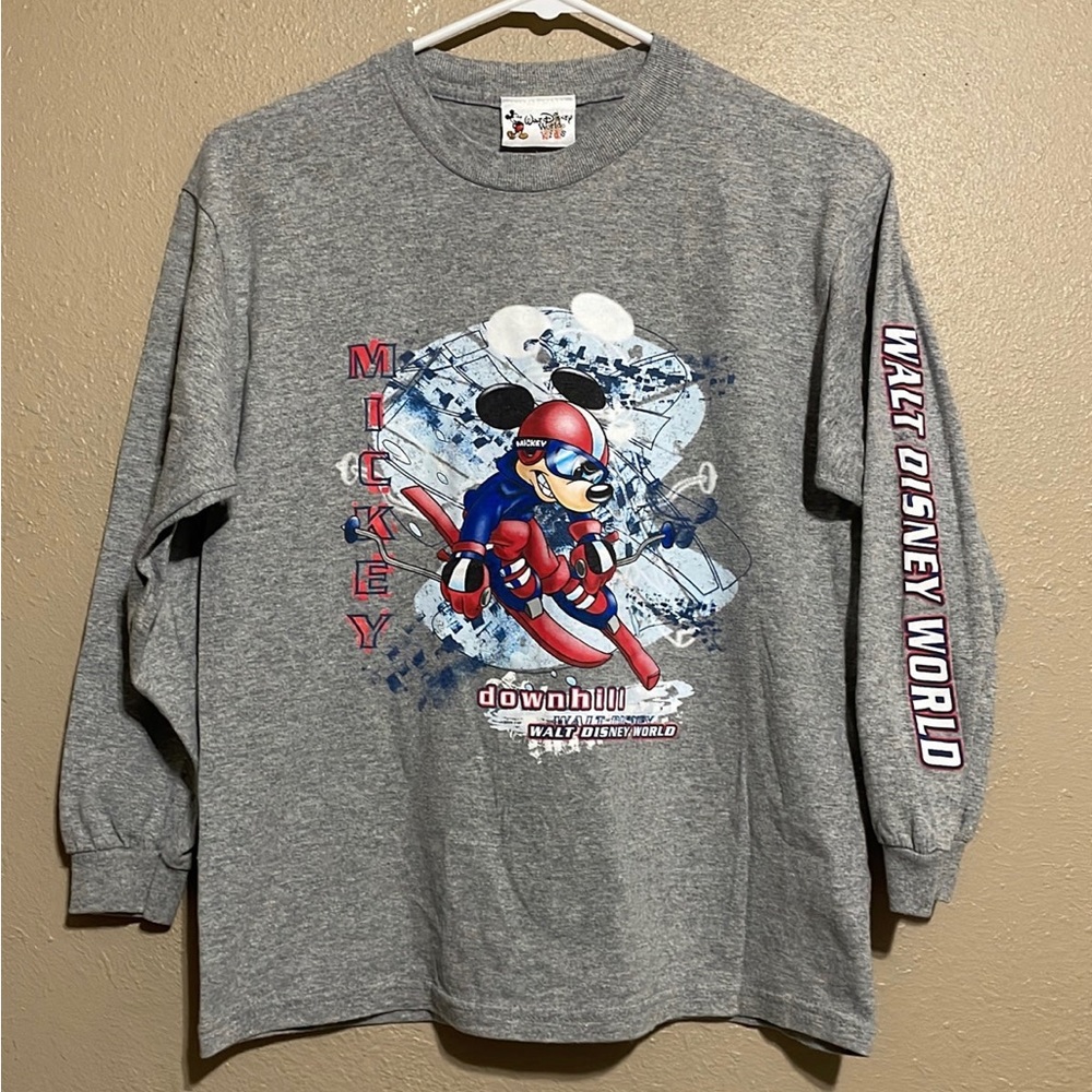 Vintage Walt Disney World Mickey Downhill Ski LS T-Shirt Youth L ?